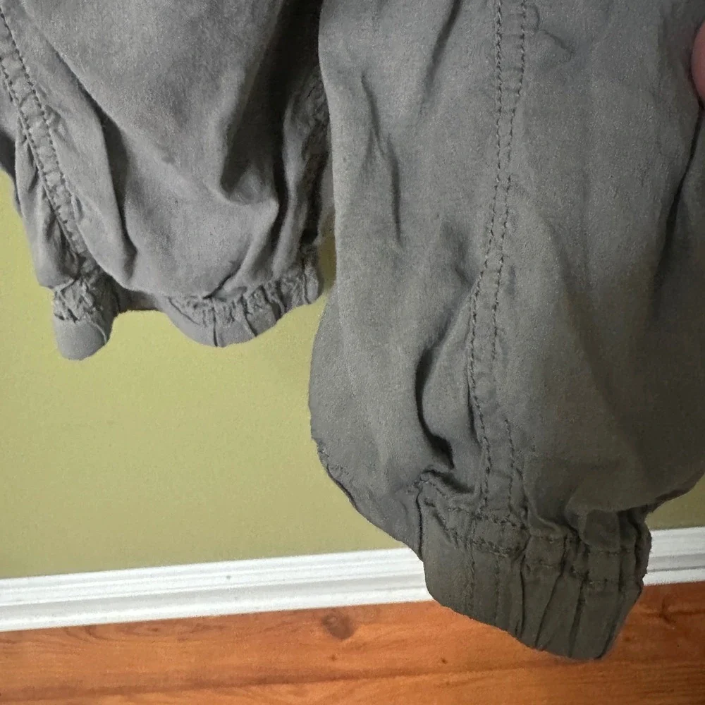 Eileen Fisher Petite PS Grey Elastic Waist Cargo‎ Jogger Pants Casual Utility